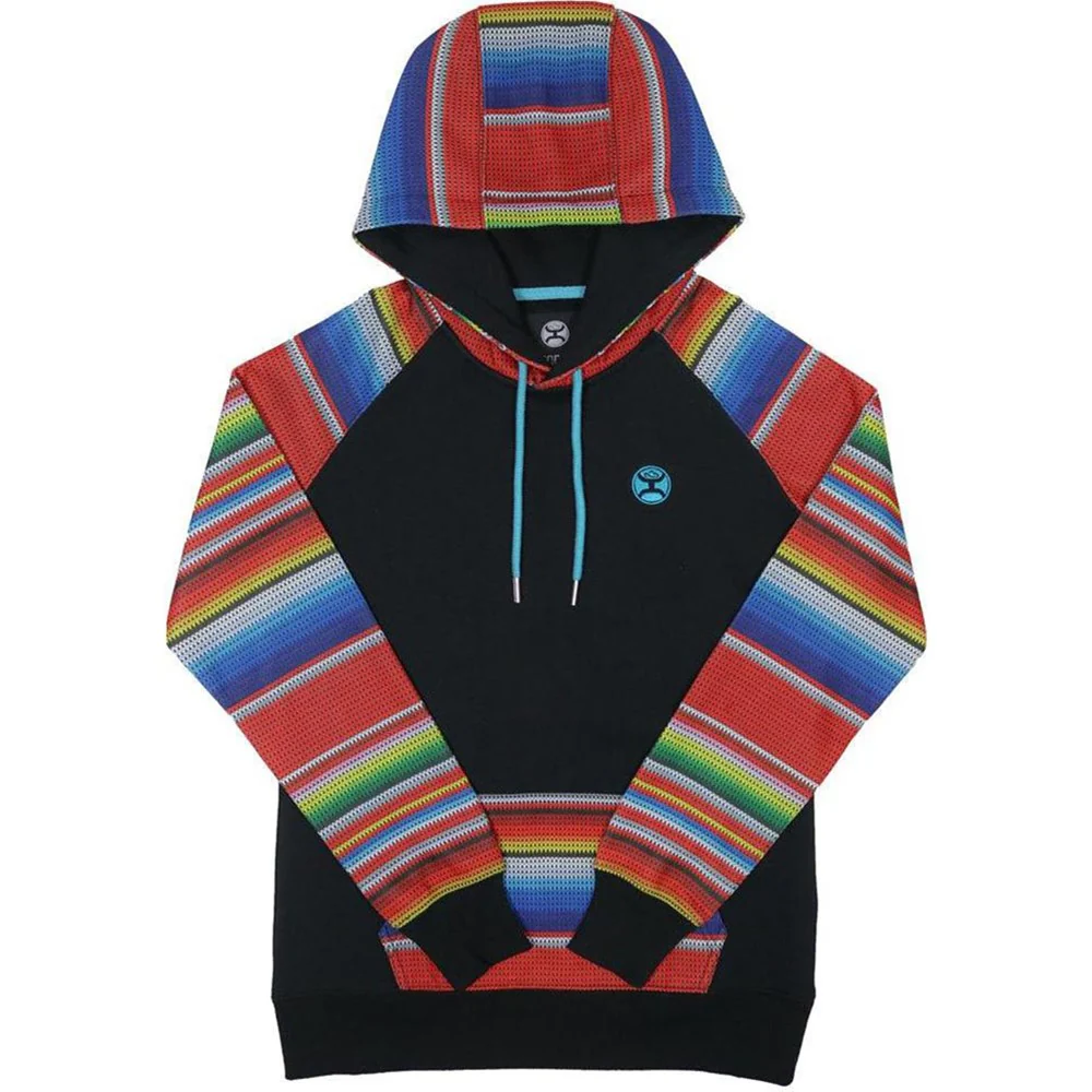 Hooey - Womens Tijuana Hoodie With Multi Color Pattern On Sleeves Kangaroo Pocket And Hood & With A Internal Phone Pocket