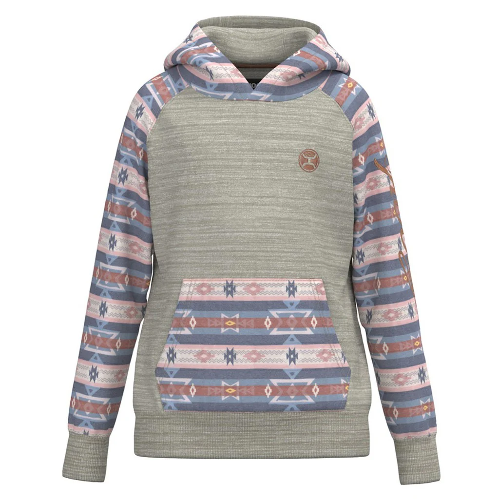 Hooey - Youth Summit Space Dye Hoodie With Aztec Pattern Sleeve Kangaroo Pocket And Hood & Internal Phone Pocket