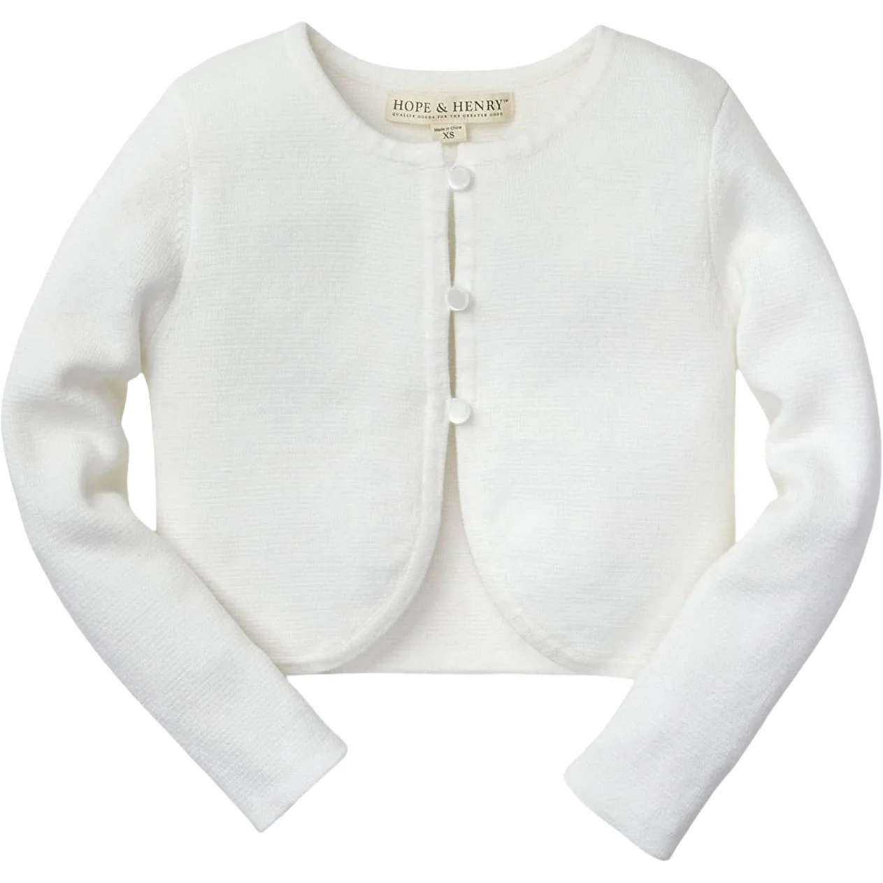 Hope & Henry - Girls Cropped Curved Hem Cardigan