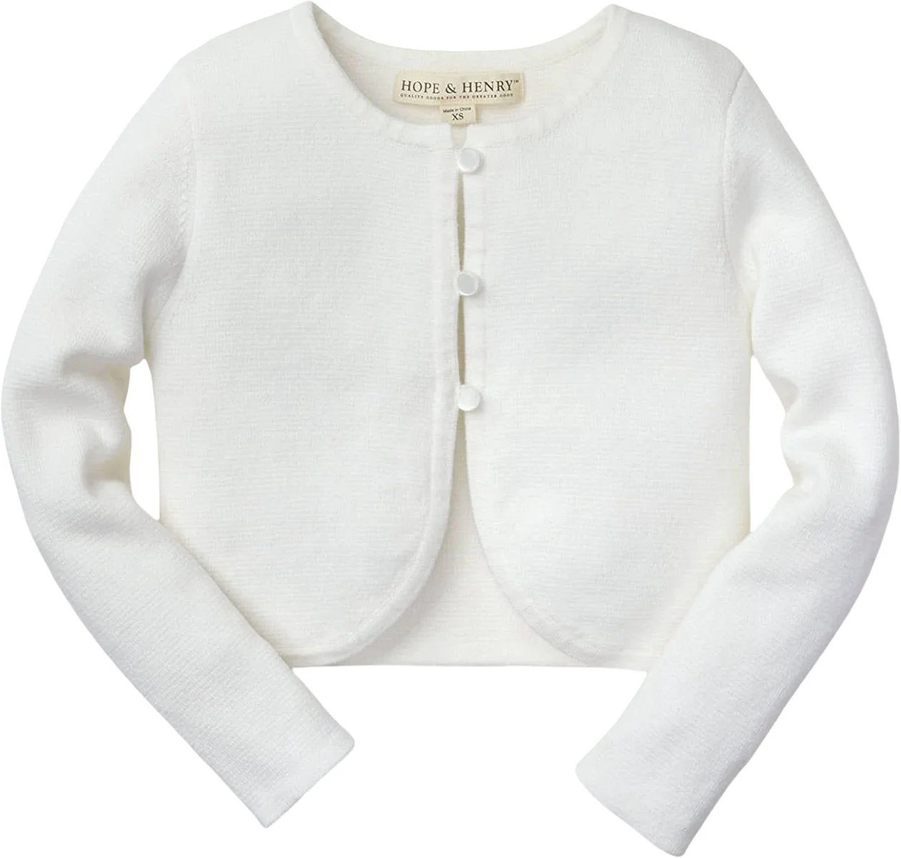 Hope & Henry - Girls Cropped Curved Hem Cardigan - Image 2
