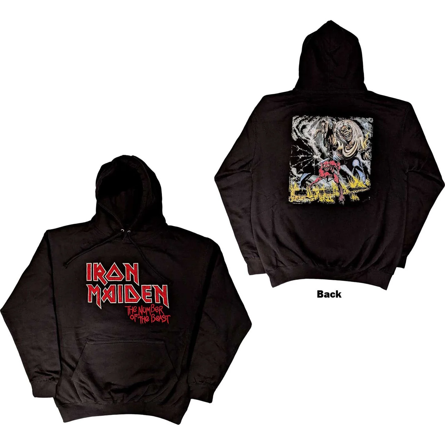 Iron Maiden - Unisex Number Of The Beast Vintage Logo Faded Edge Album Pullover Hoodie