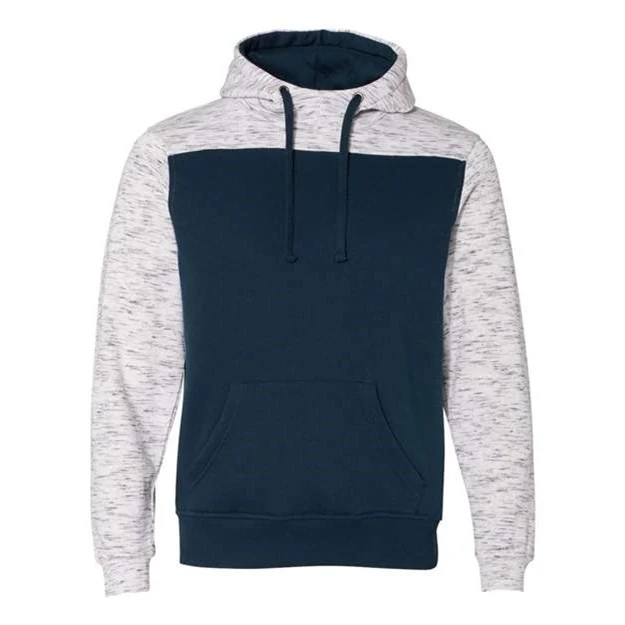 J. America - Mens 8676 MÃ©lange Fleece Colorblocked Hooded Sweatshirt - Image 5