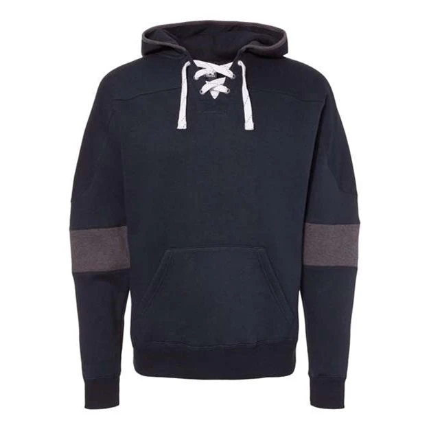 J. America - Mens 8832 Sport Lace Colorblocked Fleece Hooded Sweatshirt - Image 2