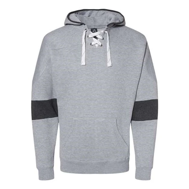J. America - Mens 8832 Sport Lace Colorblocked Fleece Hooded Sweatshirt - Image 3
