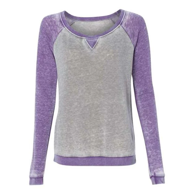 J. America - Womens 8927 Zen Fleece Raglan Sweatshirt - Image 2