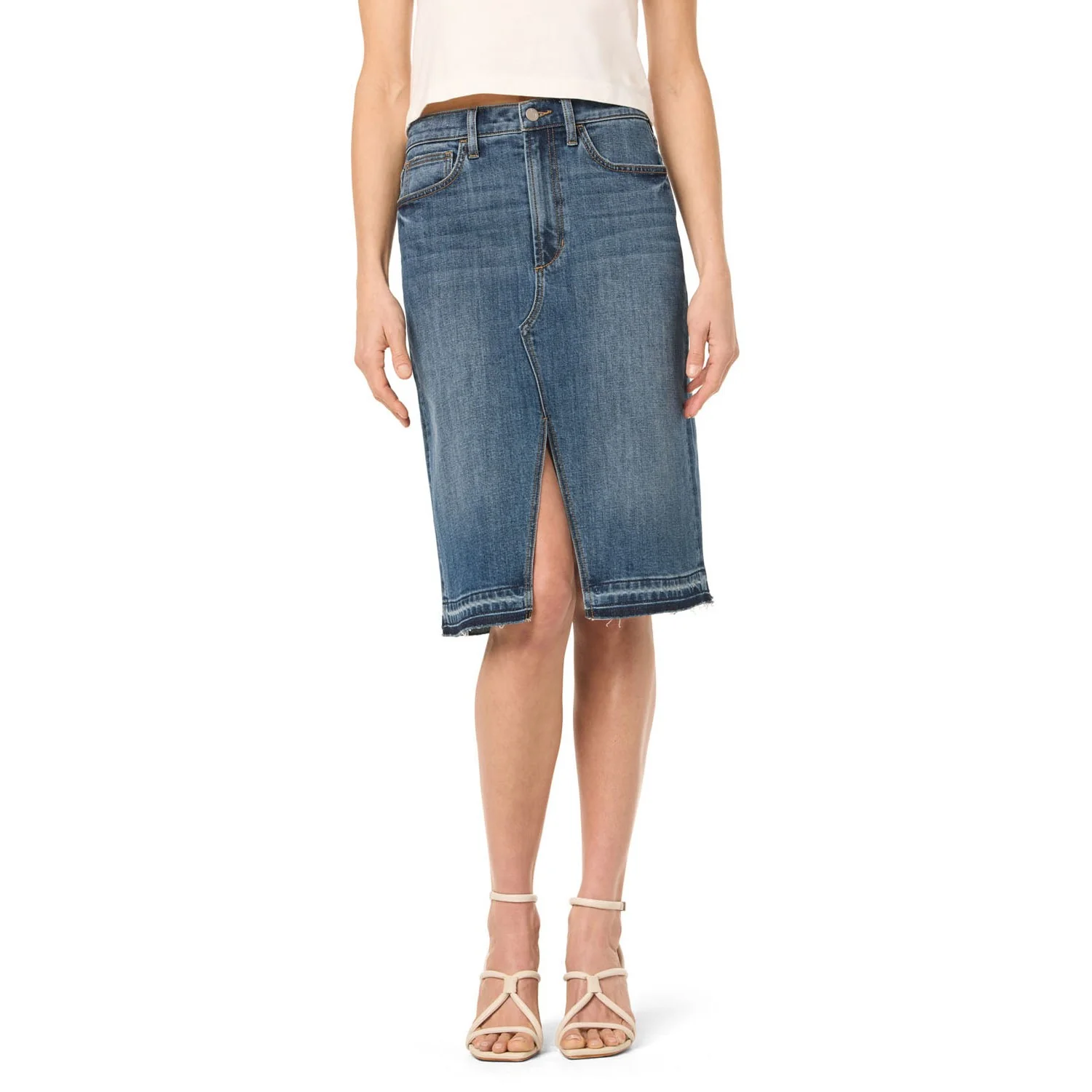 Joe Jeans - Womens High Rise Midi Skirt With Front Slit