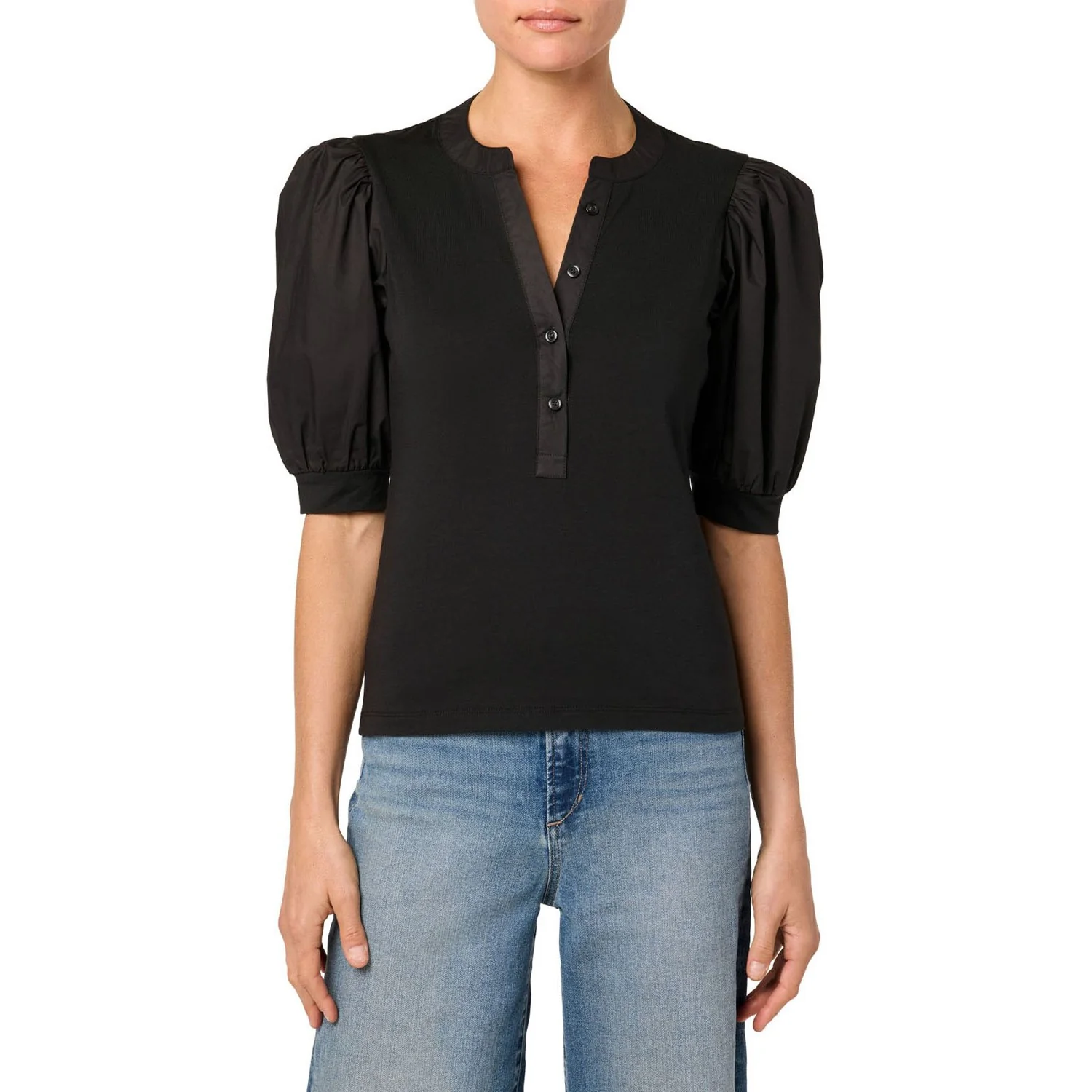 Joe Jeans - Womens Mixed Media Henley Top - Image 3