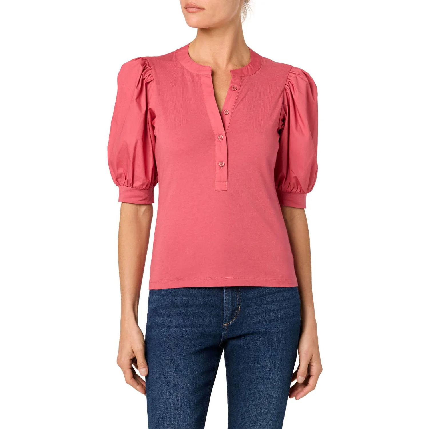 Joe Jeans - Womens Mixed Media Henley Top - Image 4