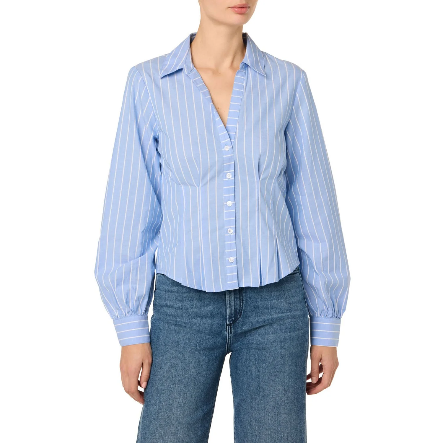 Joe Jeans - Womens Striped Pleated Dress Shirt - Image 2