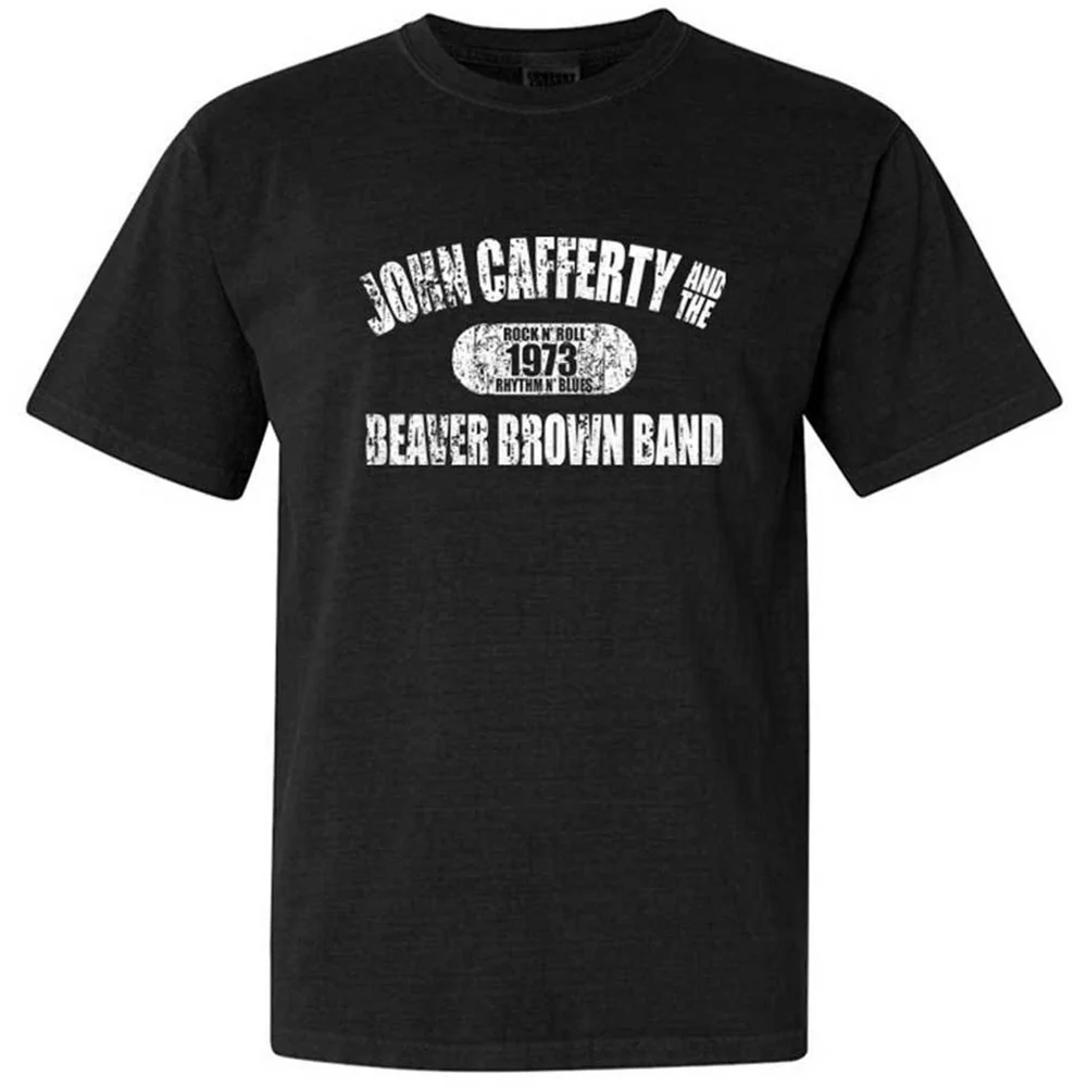 John Cafferty - Mens Distressed White Logo T-Shirt - Image 2