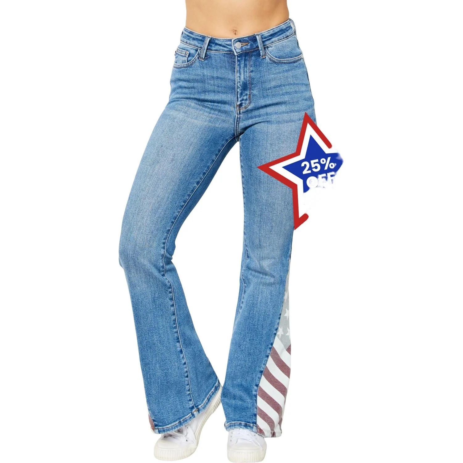 Judy Blue - Womens High Waist Americana Flag Print Flare