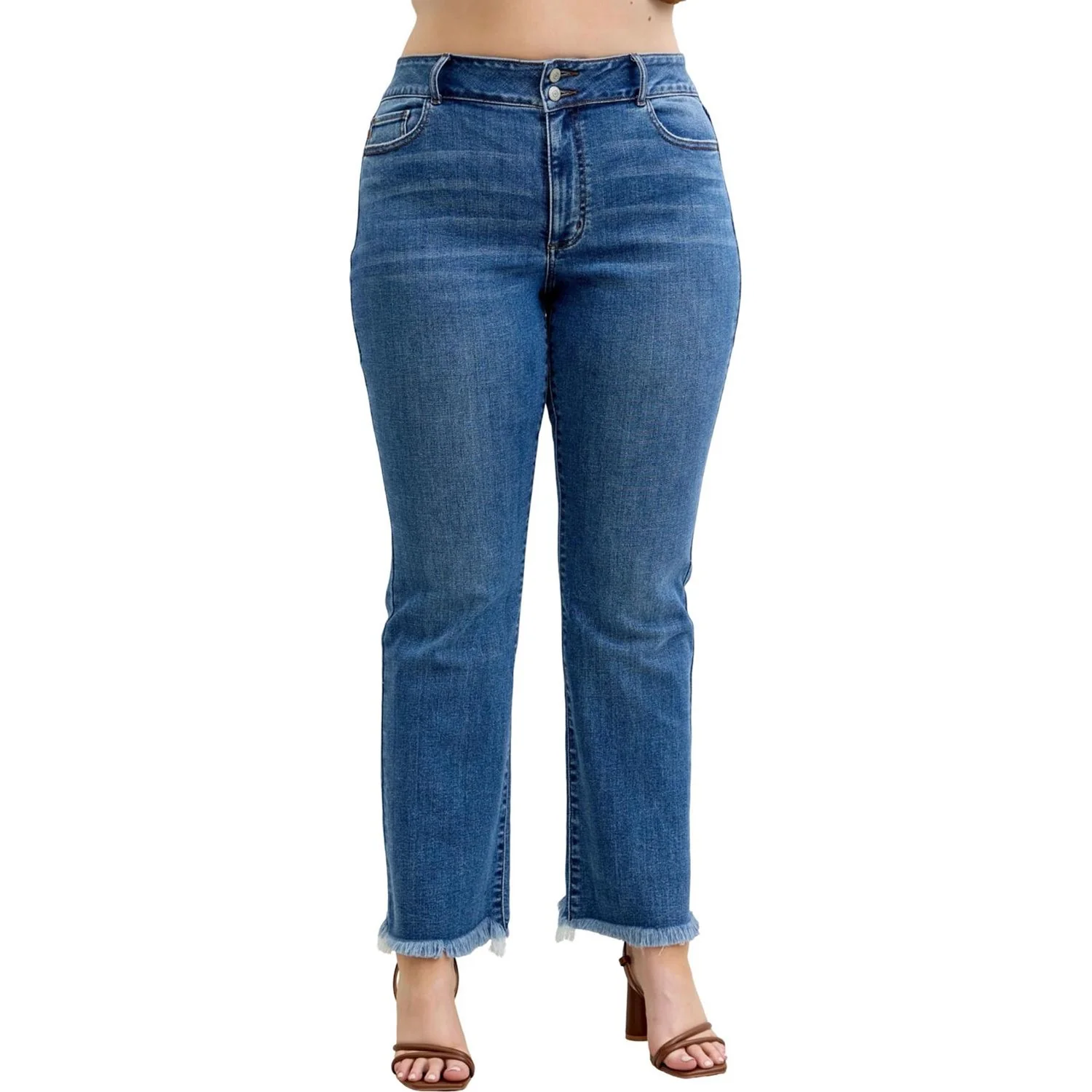 Judy Blue - Womens High Waist Bootcut Double Button Waistband and Fray Hem - Image 2