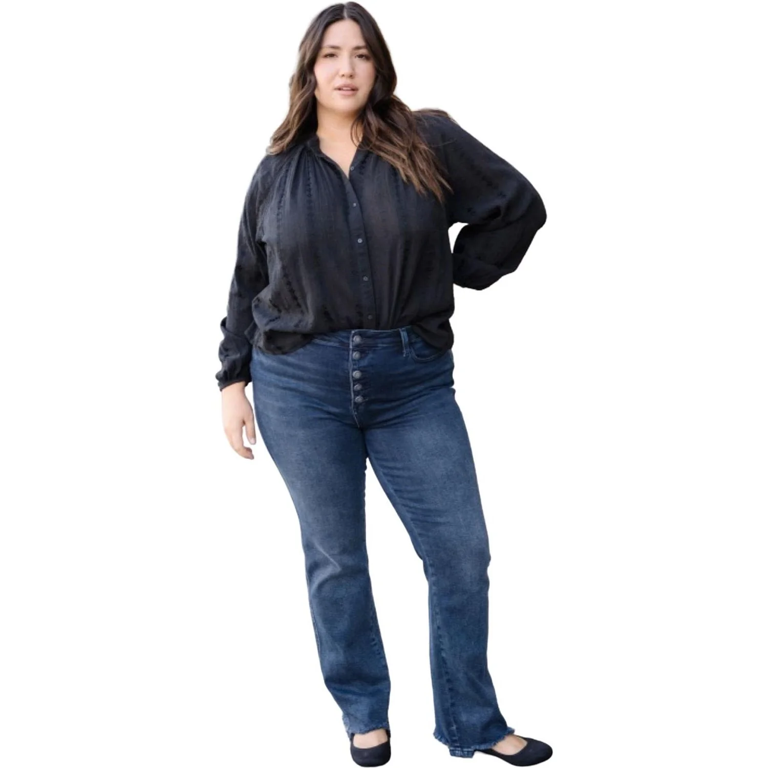 Judy Blue - Womens High Waist Button Fly Hem Destroy Straight - Image 2