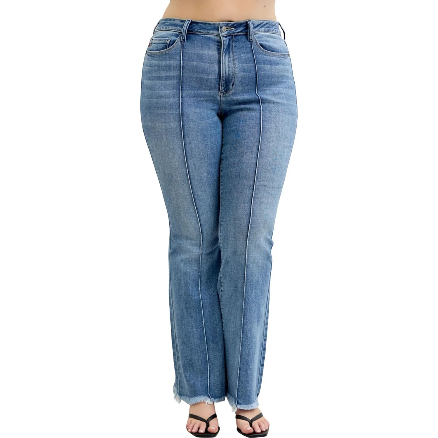 Judy Blue - Womens High Waist Flare Front Pintuck Detail and Fray Hem - Image 2