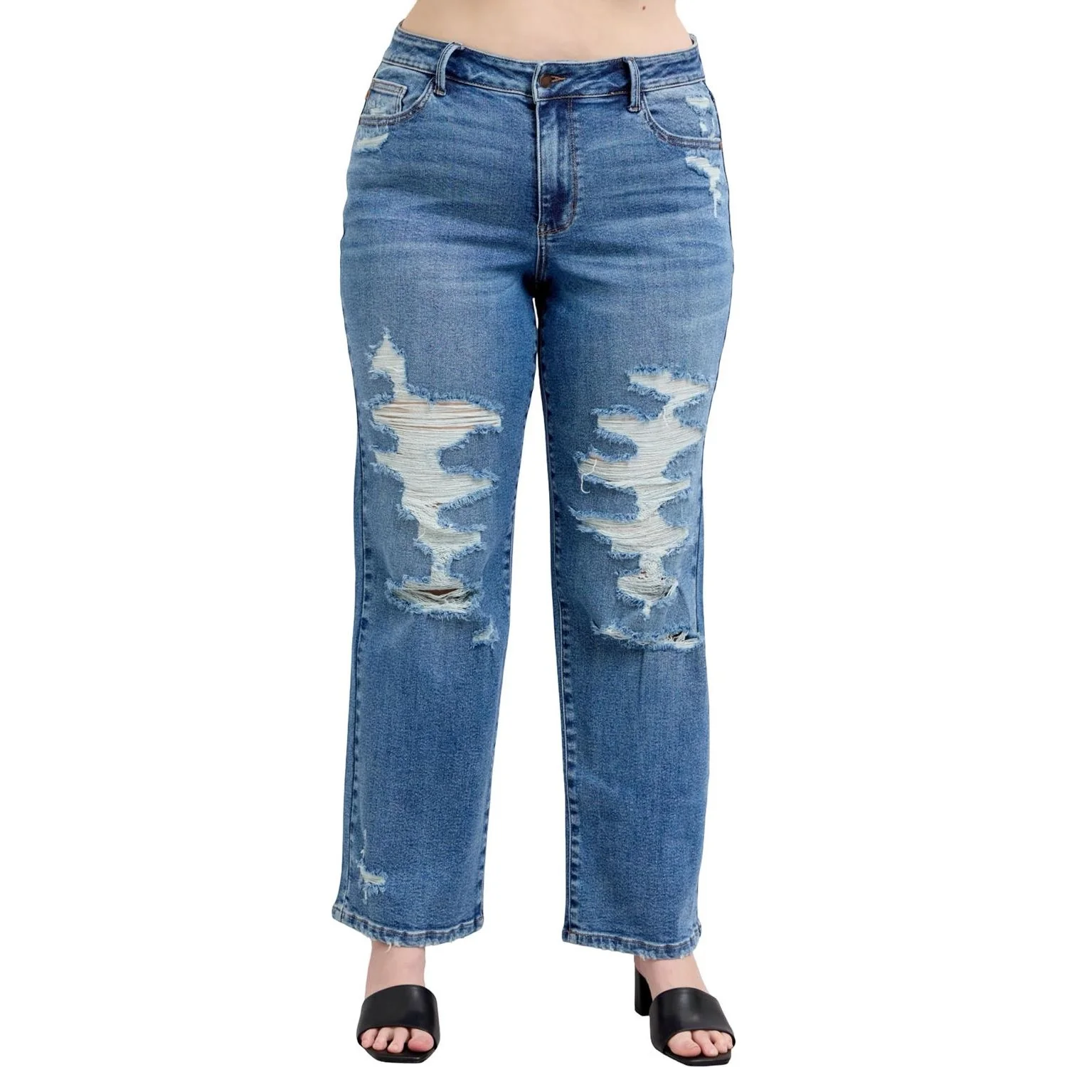 Judy Blue - Womens High Waist Heavy Destroy Straight - Image 2
