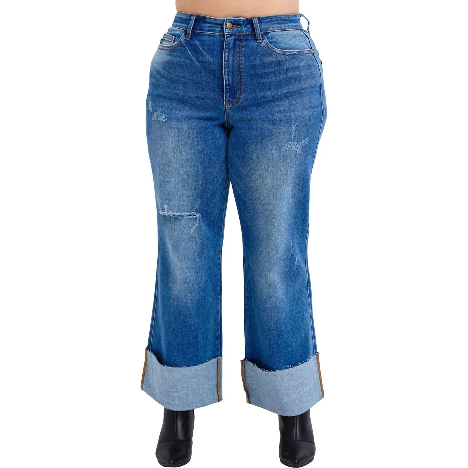 Judy Blue - Womens High Waist Retro Wide Leg with Cuff - Image 2