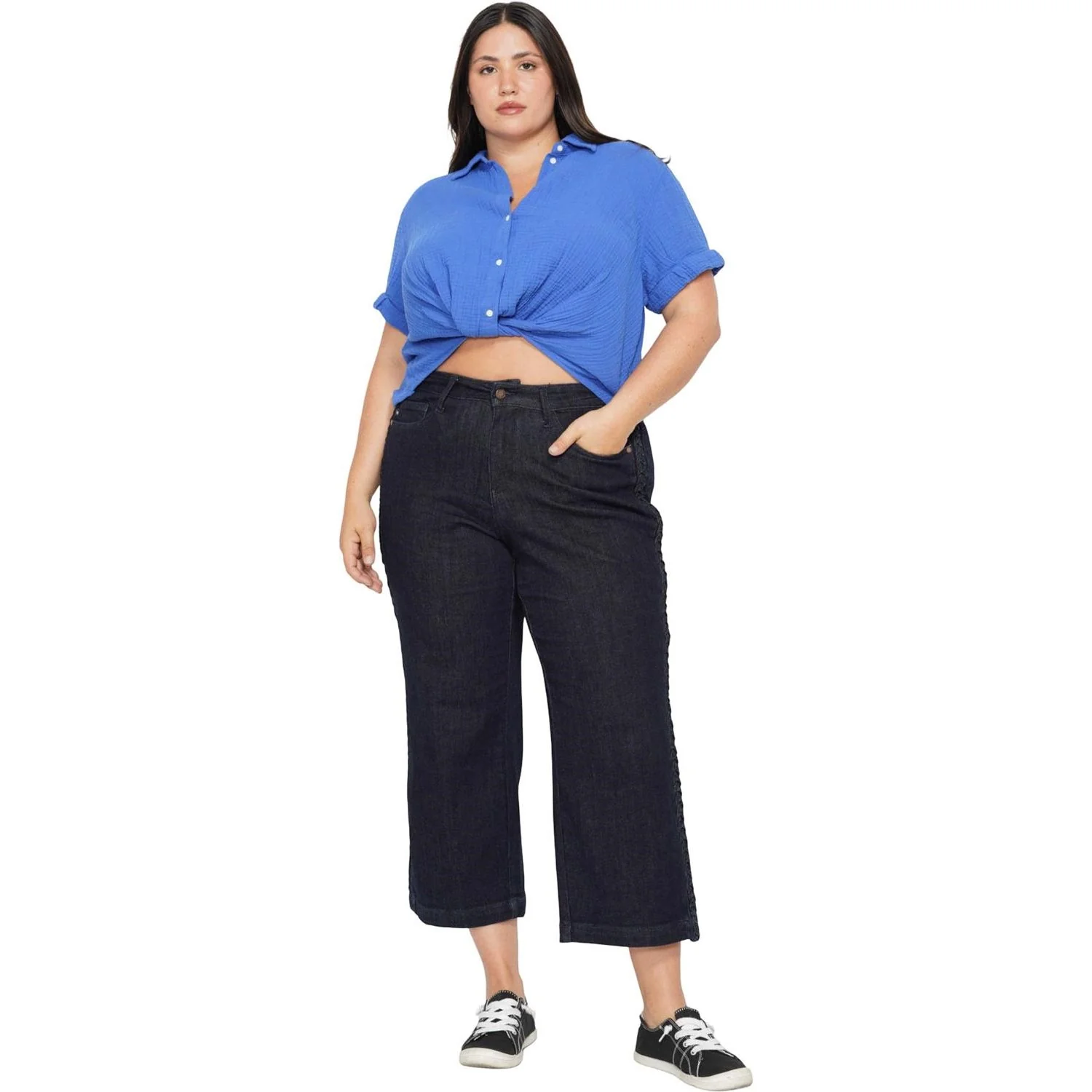 Judy Blue - Womens High Waist Side Seam Braided Detail Crop Wide Leg - Image 2