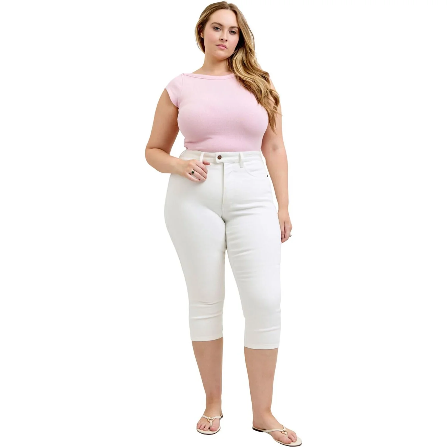 Judy Blue - Womens High Waist Tummy Control Capri Spade Pockets and Extended Waistband - Image 2