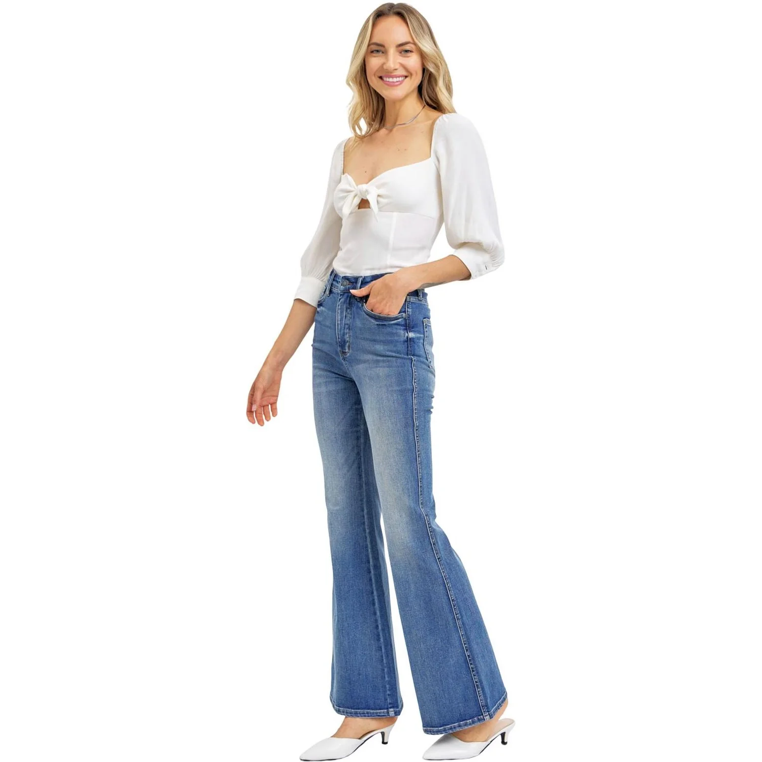 Judy Blue - Womens High Waist Tummy Control Contrast Wash Flare - Image 2