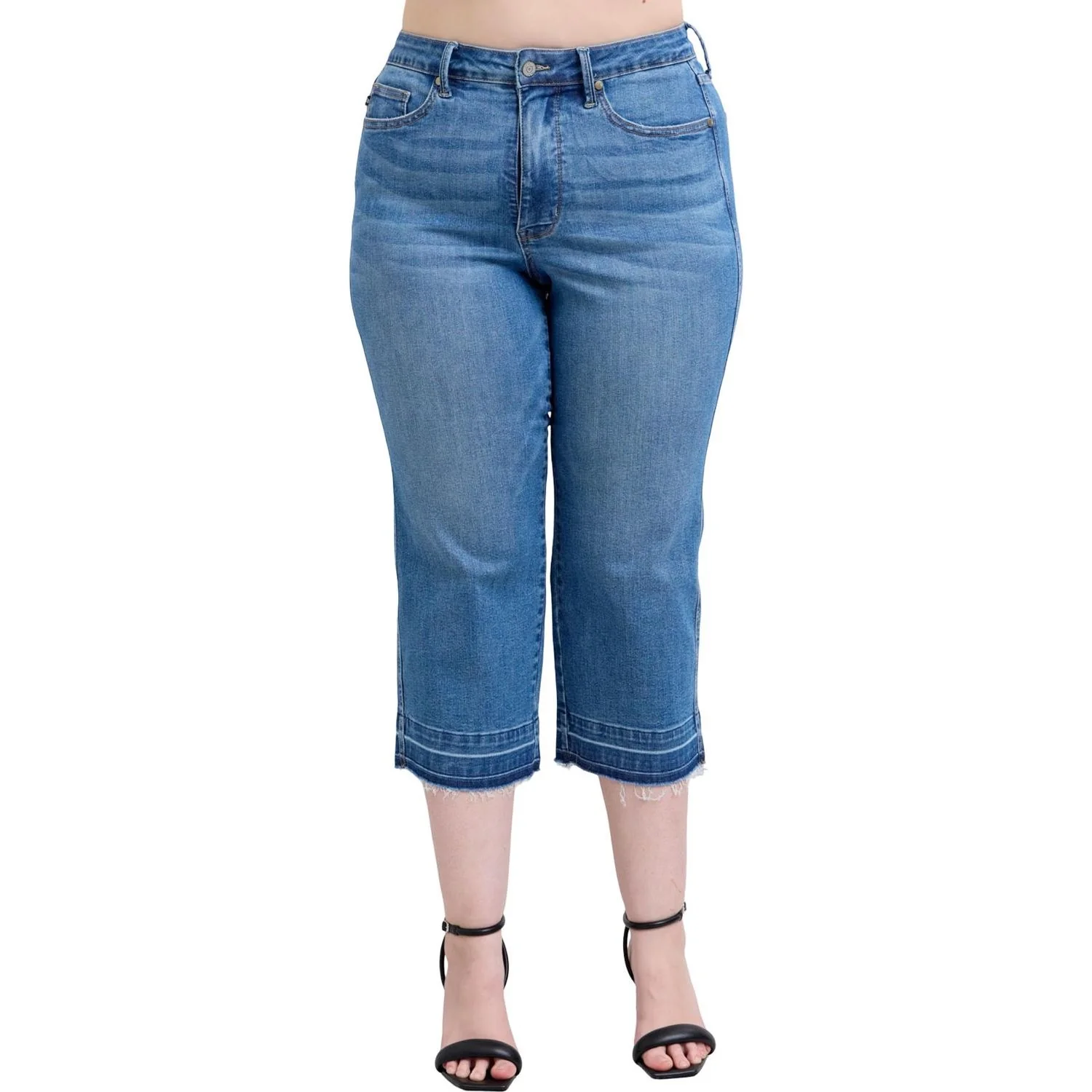 Judy Blue - Womens High Waist Tummy Control Release Hem Crop Wide Leg - Image 2