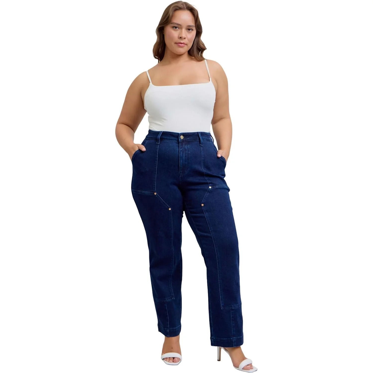 Judy Blue - Womens High Waist Work Wear Knee Patch Straight