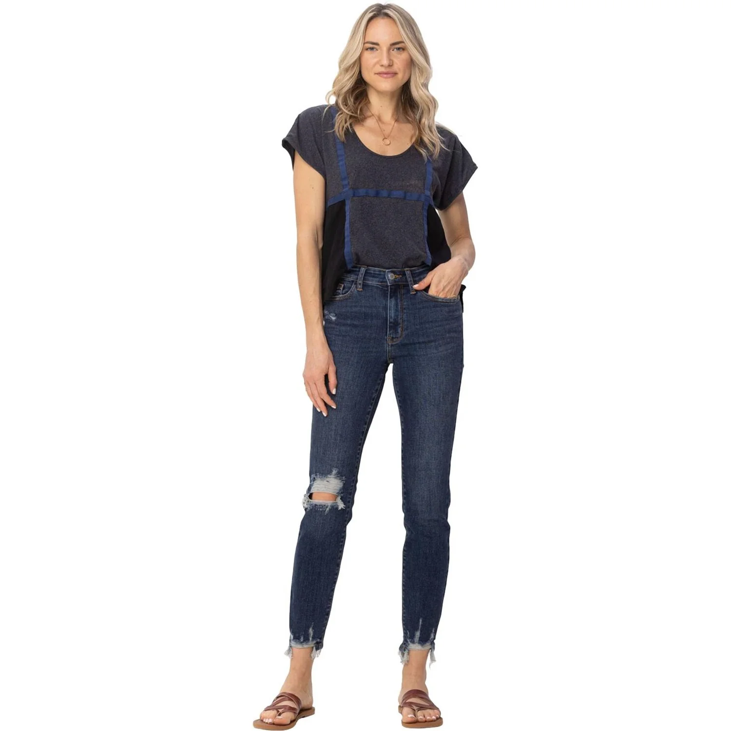 Judy Blue - Womens Mid Rise Chopped Hem Relaxed