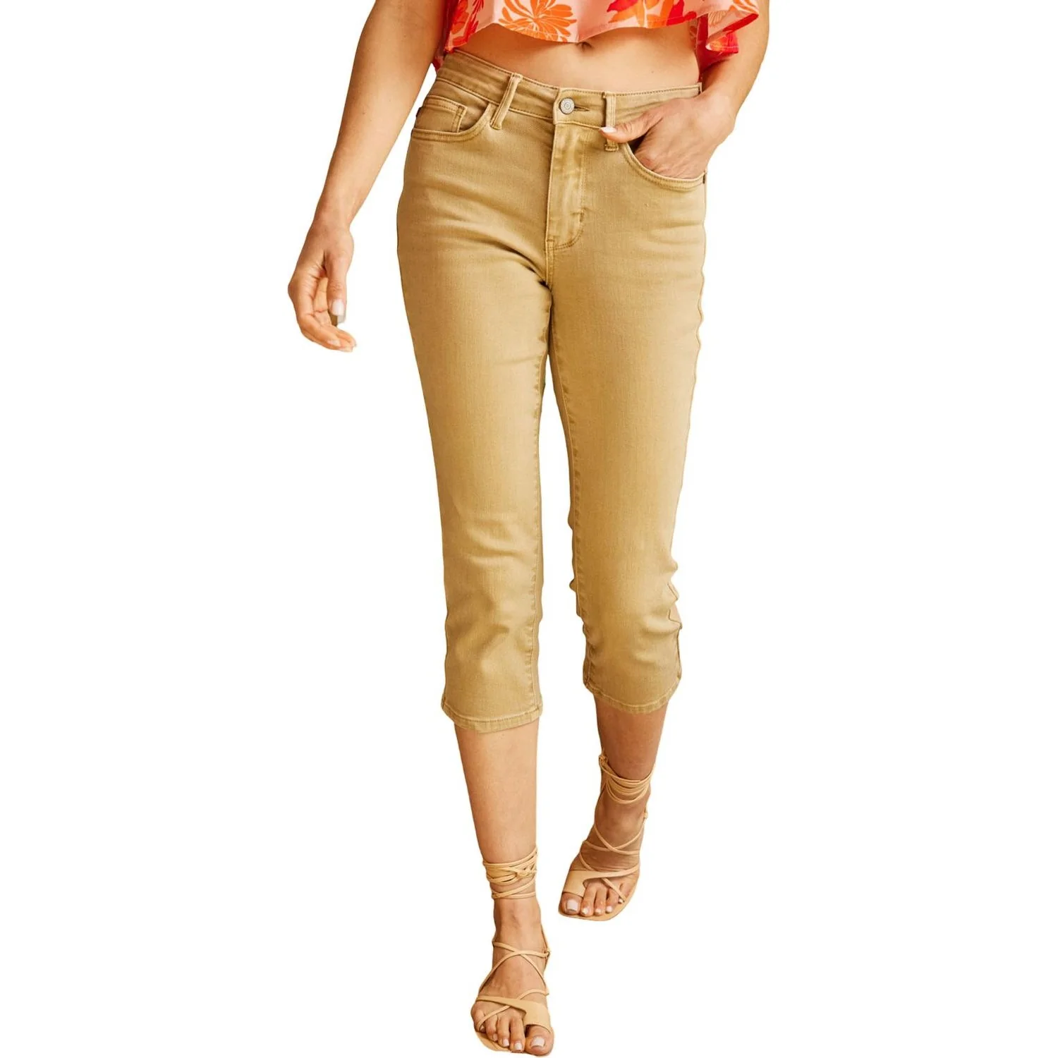Judy Blue - Womens Mid Rise Garment Dyed Capri - Image 2