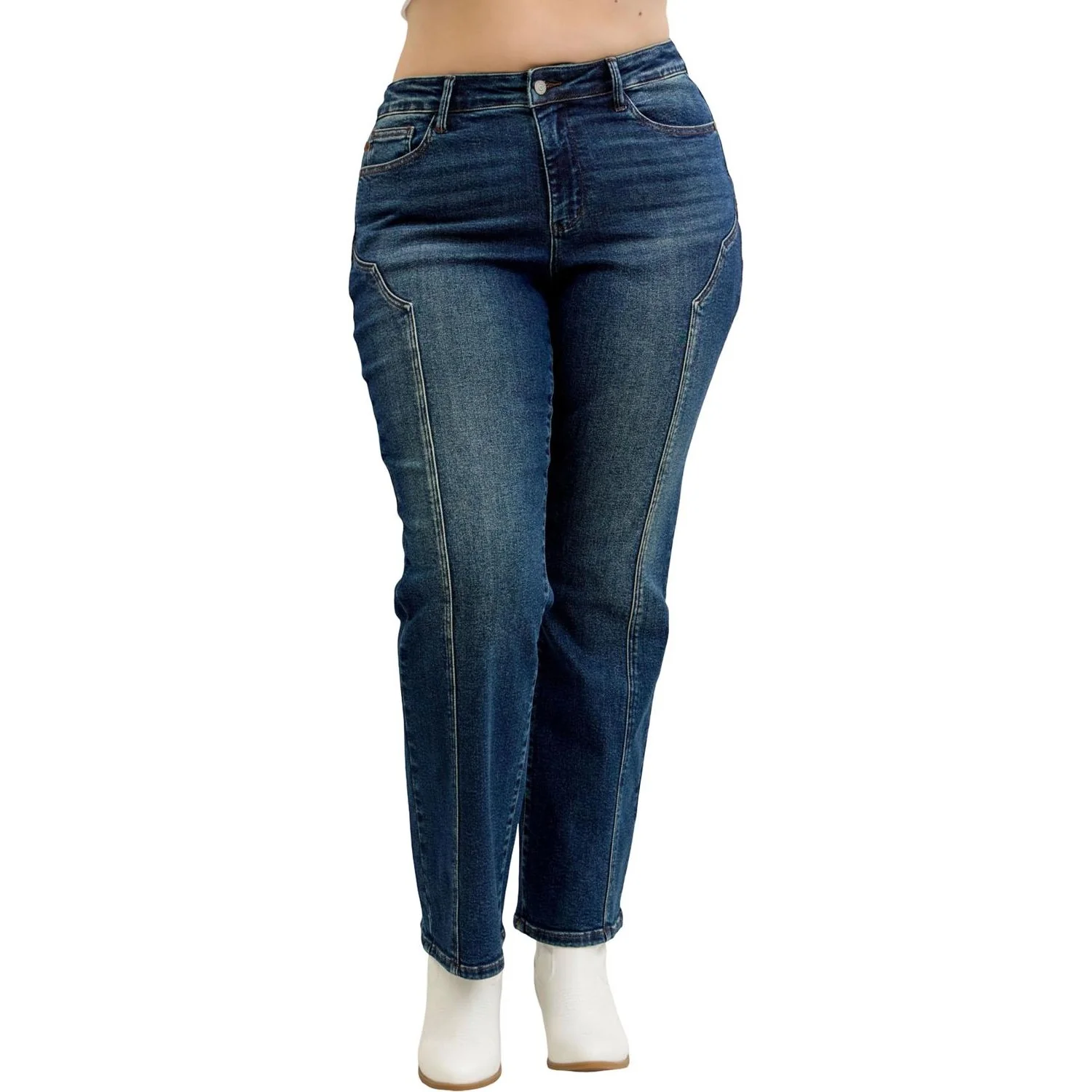 Judy Blue - Womens Mid Rise Straight Western Seam Detail - Image 2