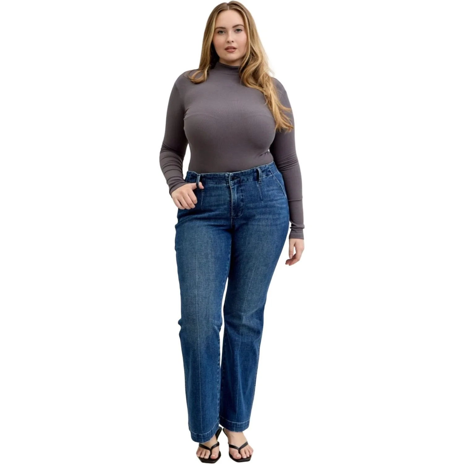 Judy Blue - Womens Mid Rise Trouser Bootcut Tummy Control and Welt Pockets - Image 2