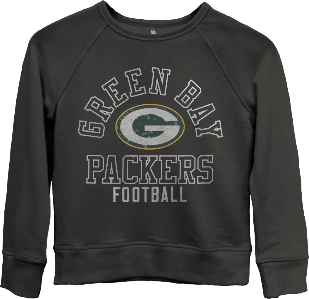 Junk Food - Girls Packers Flock Raglan Crew Fleece Top - Image 2