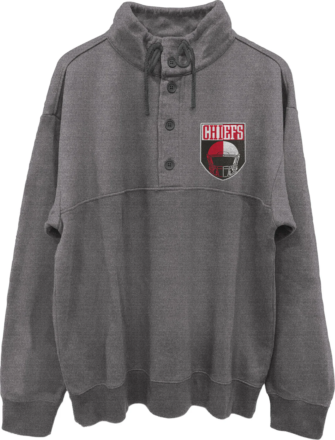 Junk Food - Mens Chiefs Slant 1/4 Button Up Fleece Sweater - Image 2