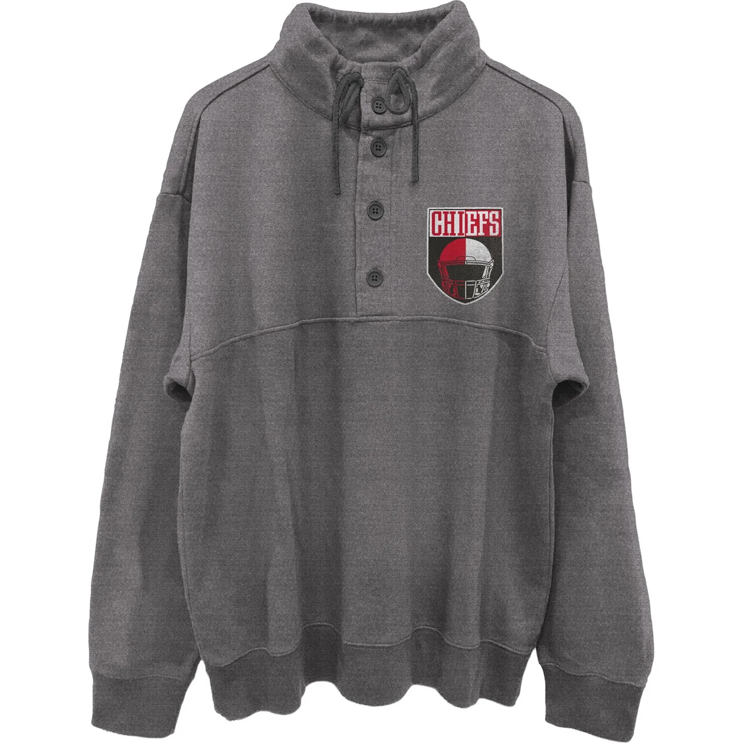 Junk Food - Mens Chiefs Slant 1/4 Button Up Fleece Sweater - Image 3