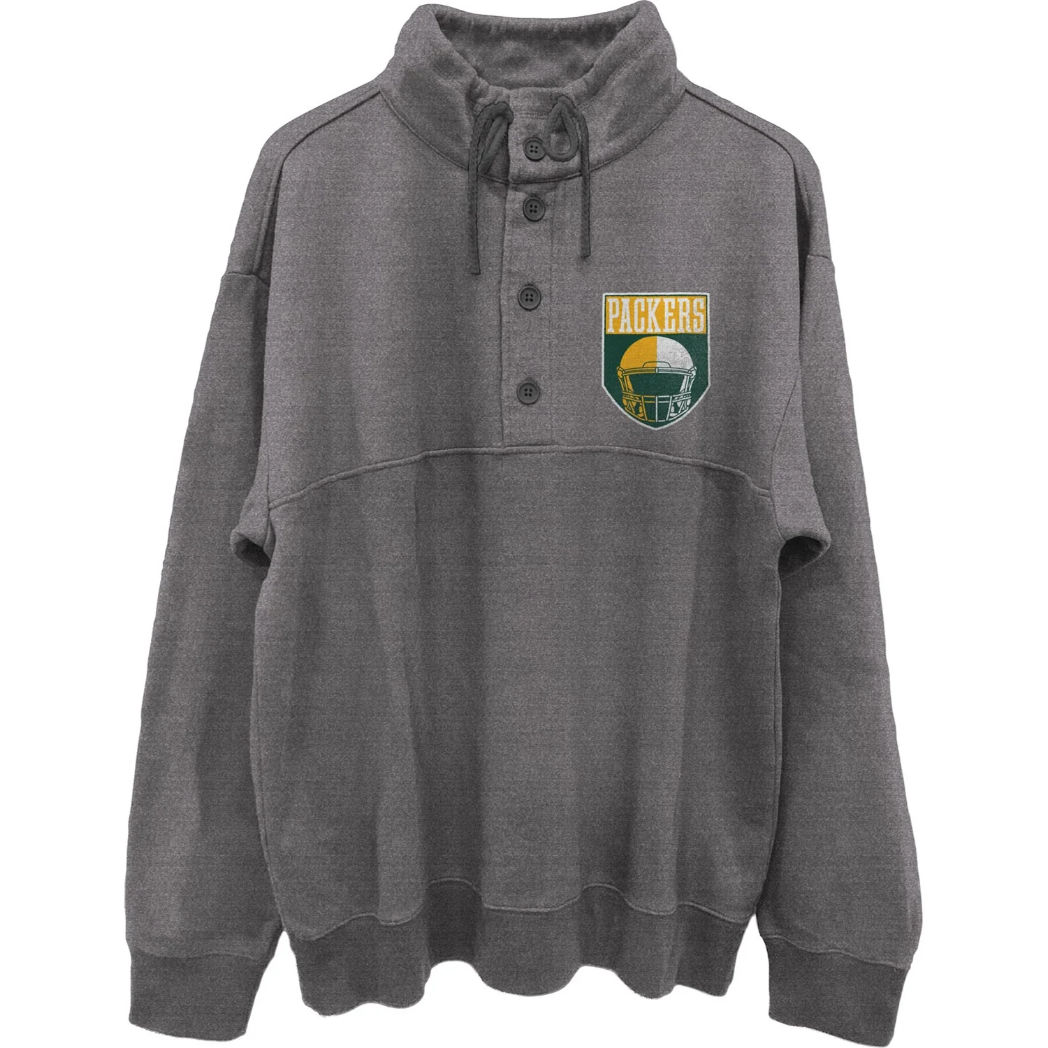Junk Food - Mens Packers Slant 1/4 Button Up Fleece Sweater