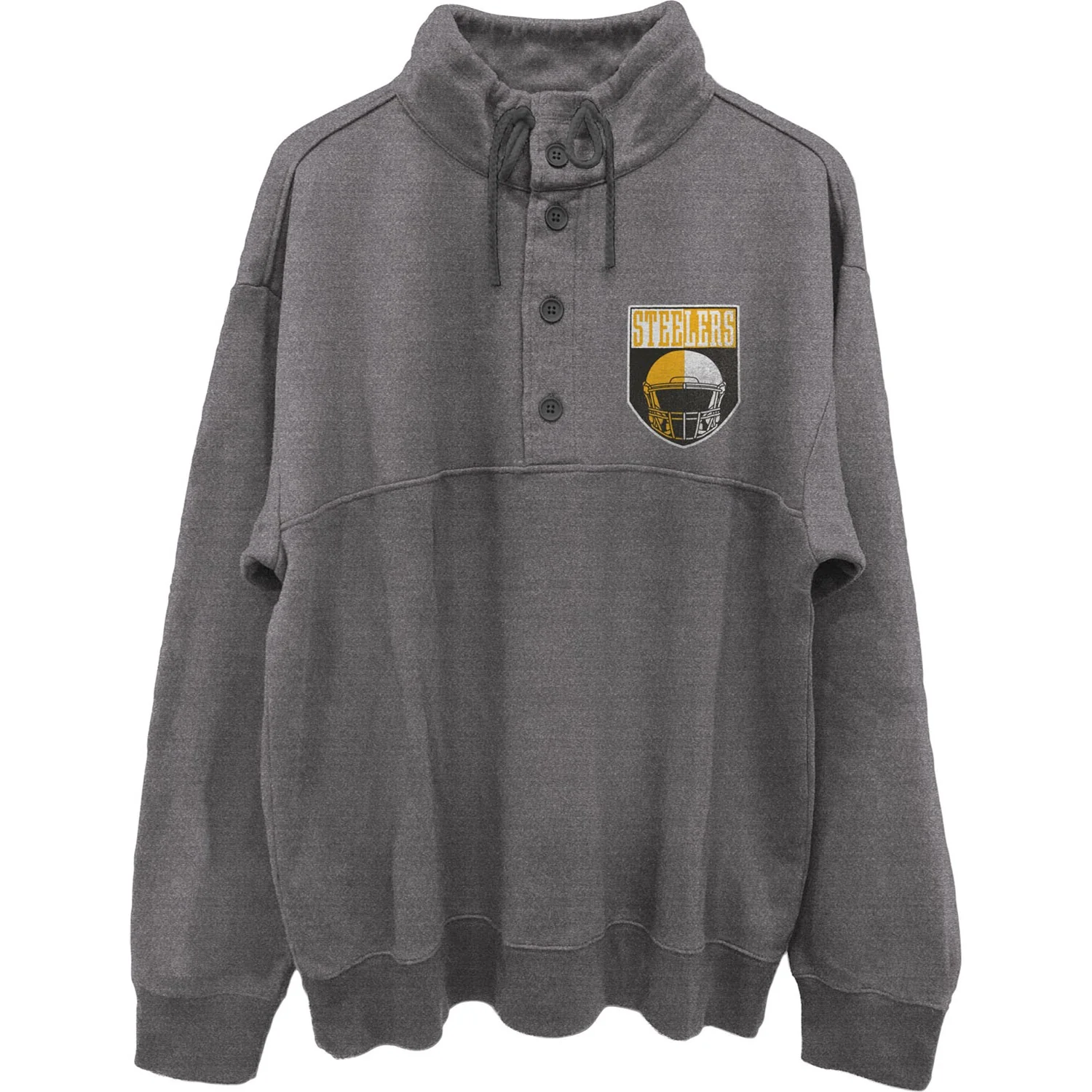Junk Food - Mens Steelers Slant 1/4 Button Up Fleece Sweater - Image 3