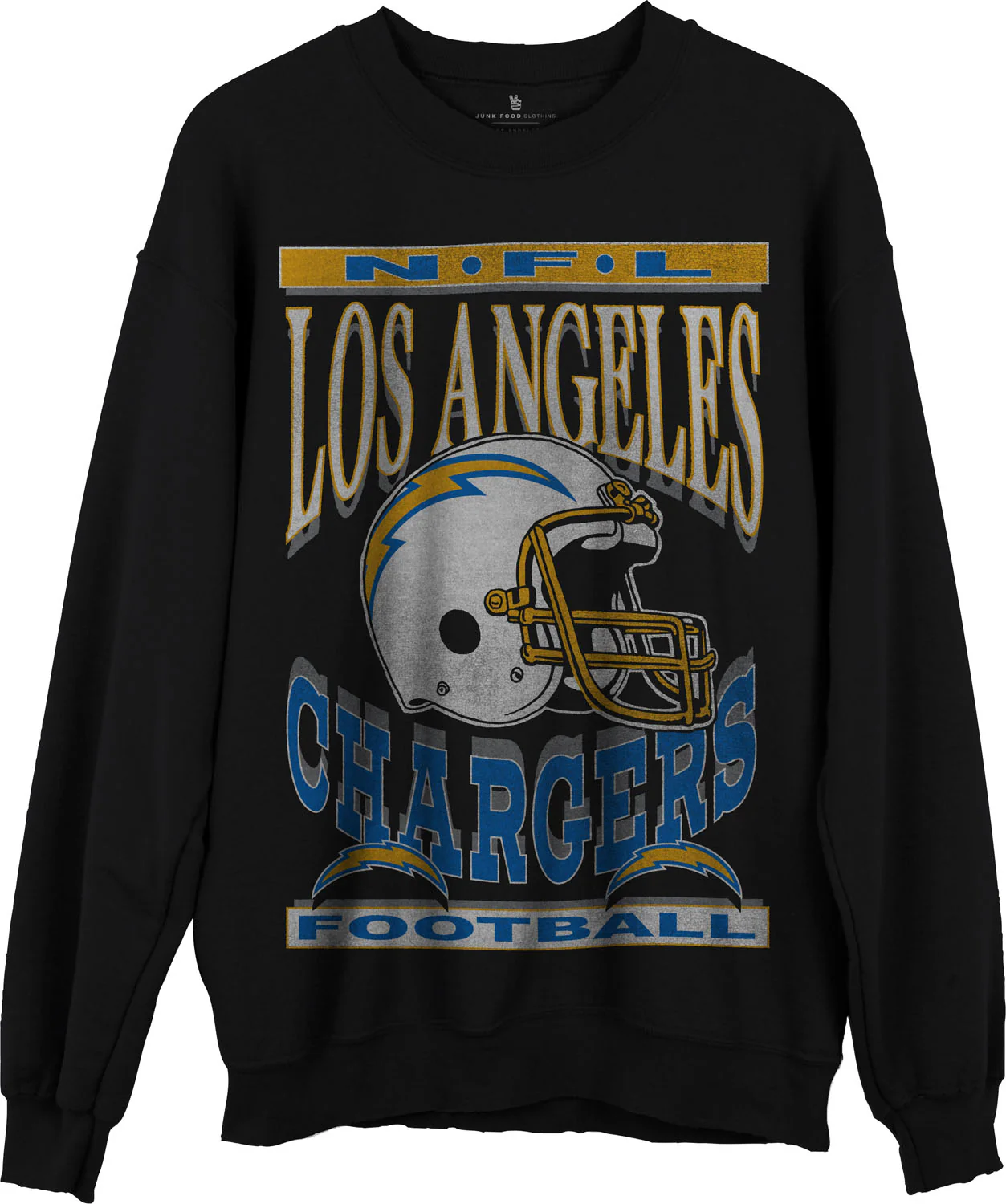 Junk Food - Unisex Chargers Helmet Crew Neck Fleece Sweatshirt - Image 2