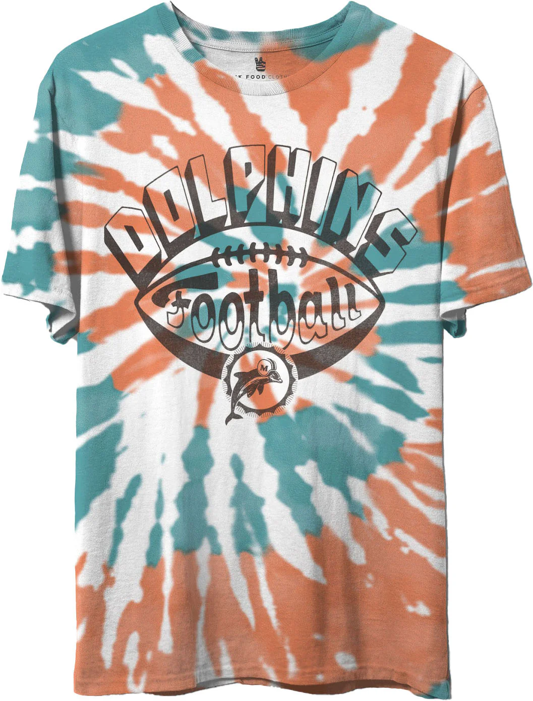 Junk Food - Unisex Dolphins Football Tie Dye Short Sleeve T-Shirt - Image 2
