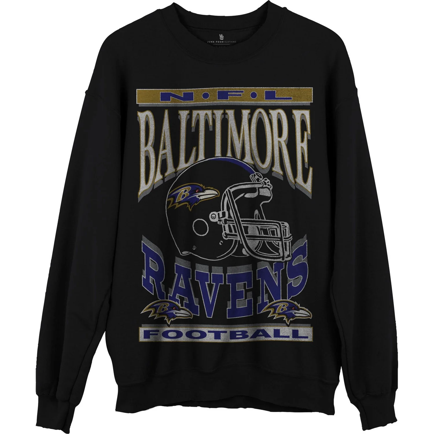 Junk Food - Unisex Ravens Helmet Crew Neck Fleece Sweatshirt