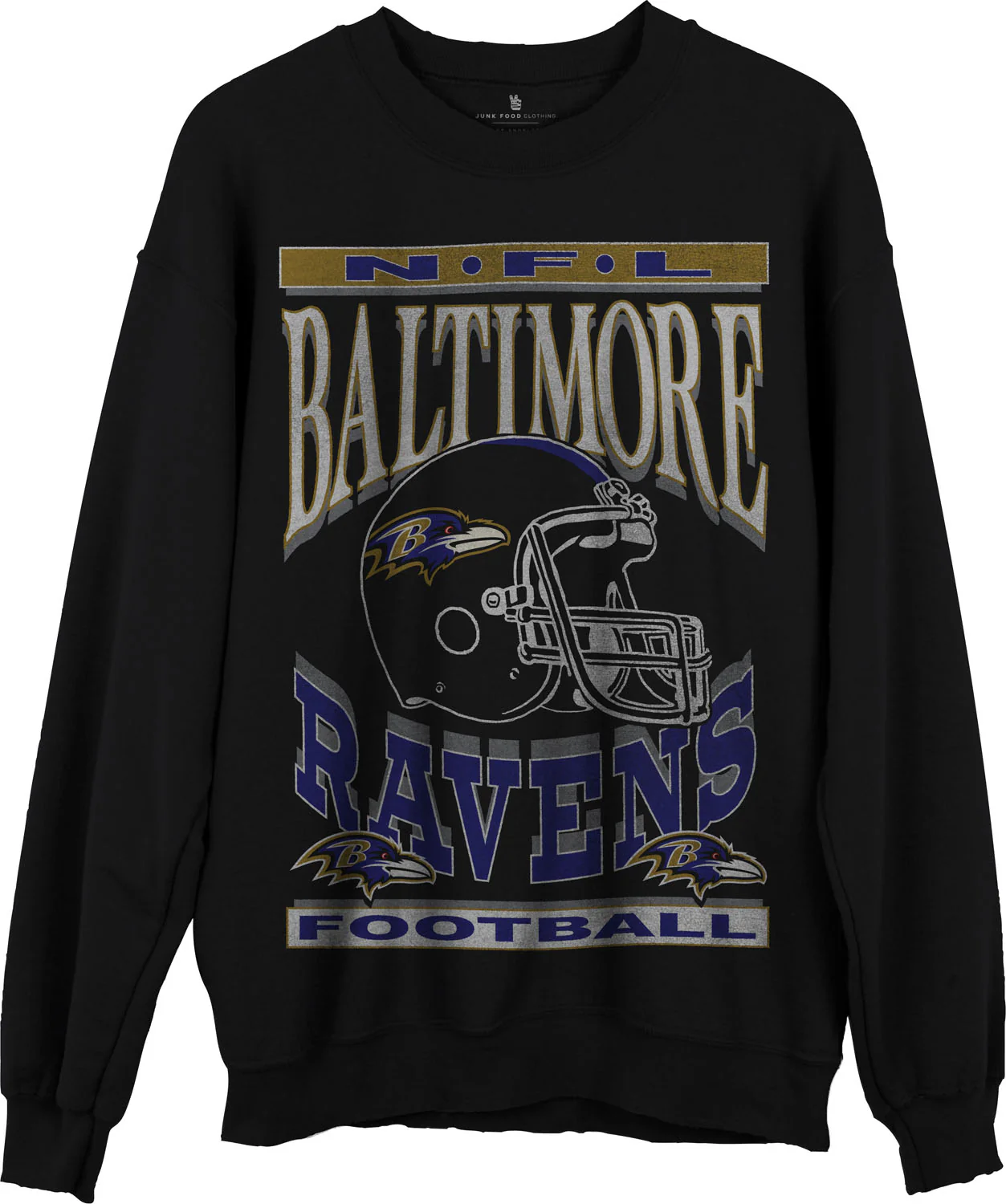 Junk Food - Unisex Ravens Helmet Crew Neck Fleece Sweatshirt - Image 2