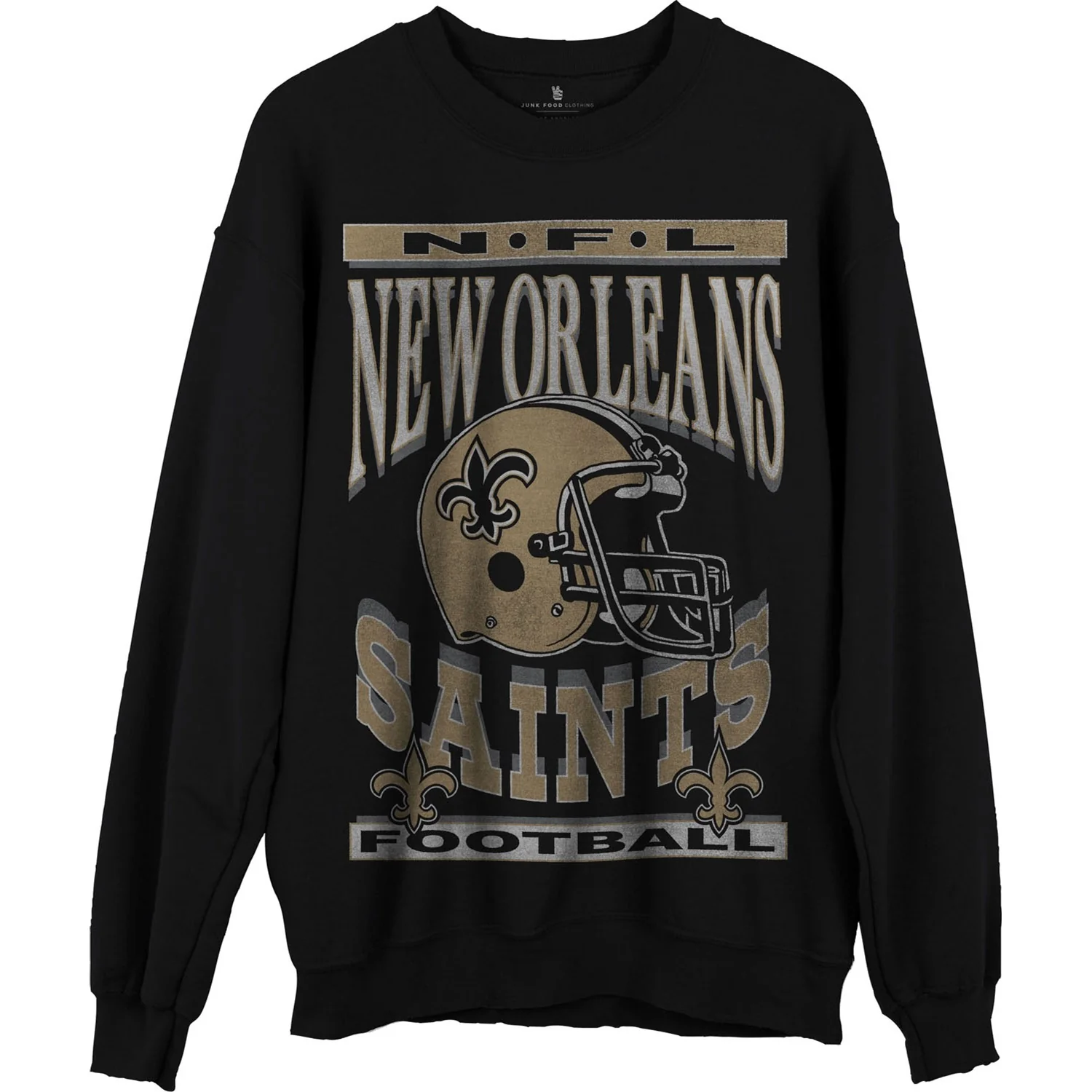 Junk Food - Unisex Saints Helmet Crew Neck Fleece Sweatshirt