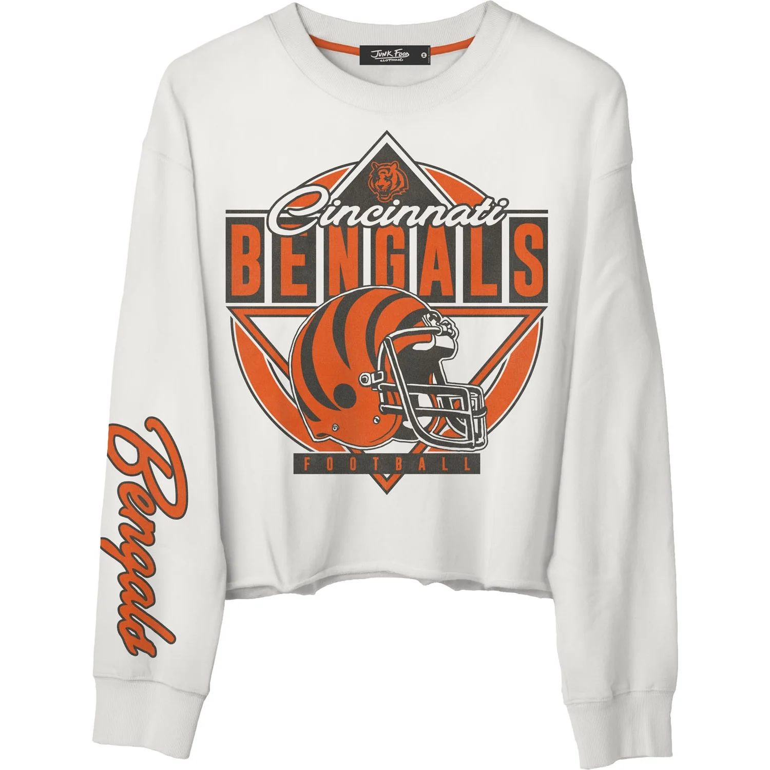 Junk Food - Womens Bengals Helmet Crop Fleece Sweatshirt - Image 2
