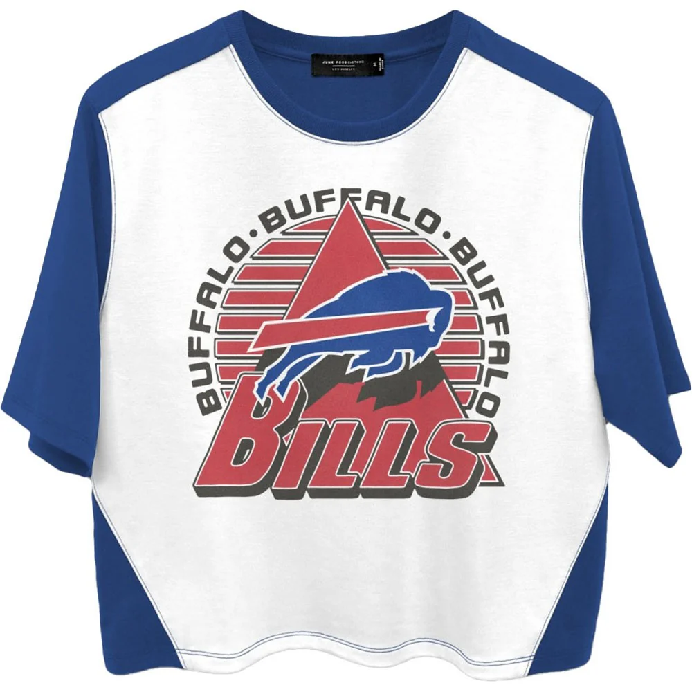 Junk Food - Womens Bills Color Block Crop T-Shirt - Image 3