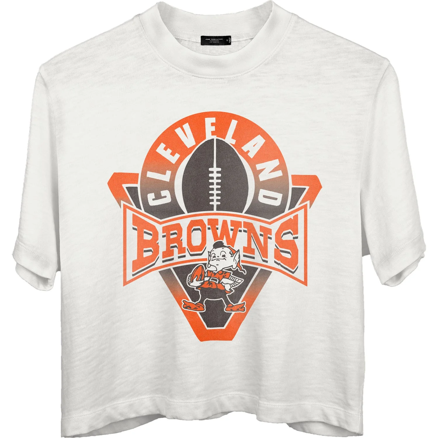 Junk Food - Womens Browns Mock Neck Crop T-Shirt - Image 2