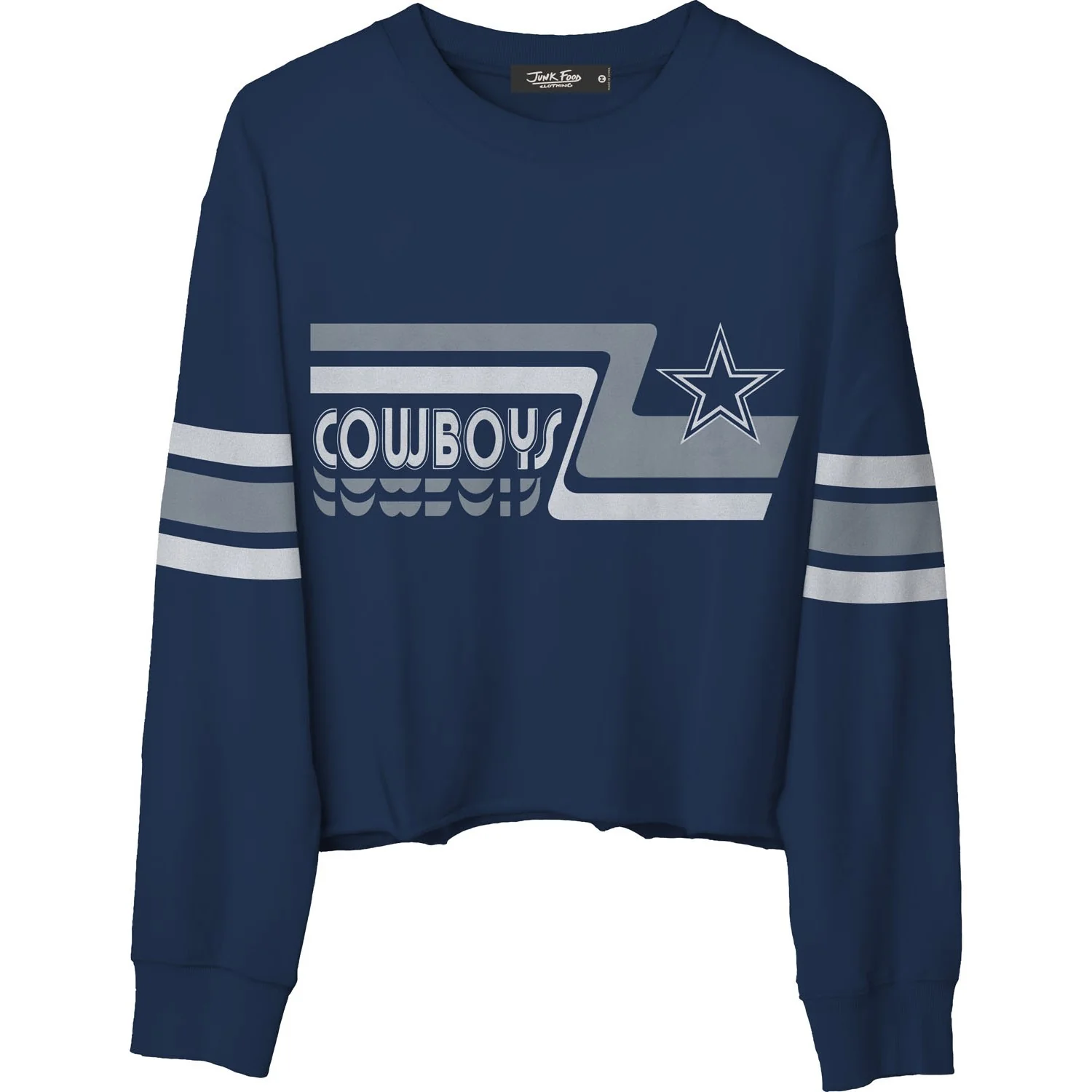 Junk Food - Womens Cowboys Retro Crop Fleece Sweatshirt - Image 2