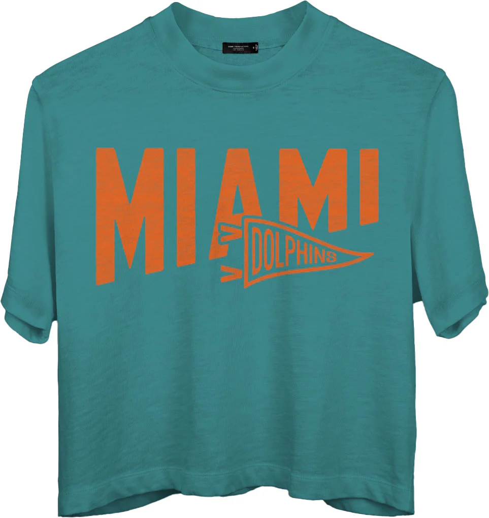 Junk Food - Womens Dolphins Dual Threat Mock Crop T-Shirt - Image 2