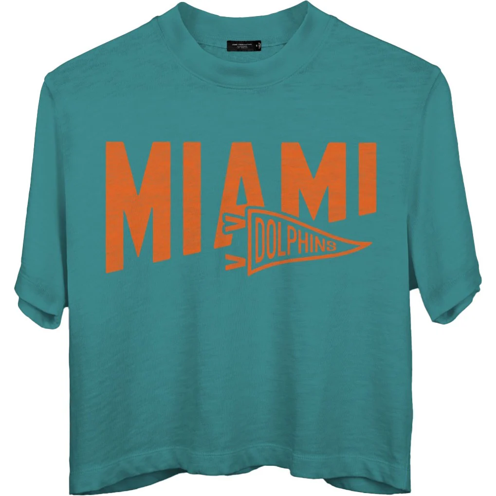 Junk Food - Womens Dolphins Dual Threat Mock Crop T-Shirt - Image 3
