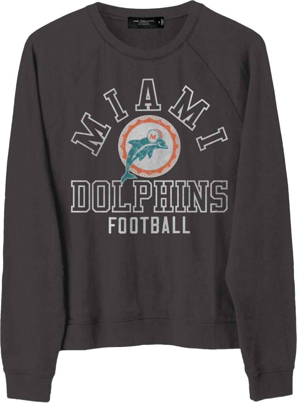 Junk Food - Womens Dolphins Flocked Raglan Crew Top - Image 2