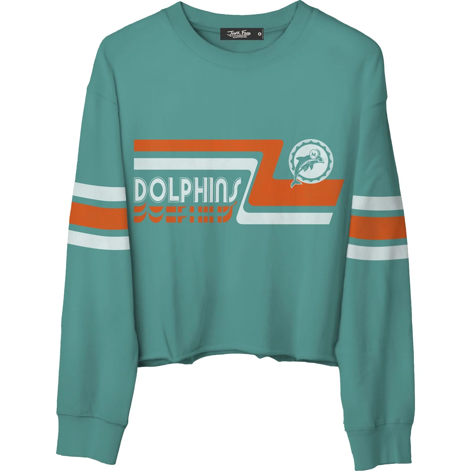 Junk Food - Womens Dolphins Retro Crop Fleece Sweatshirt - Image 2