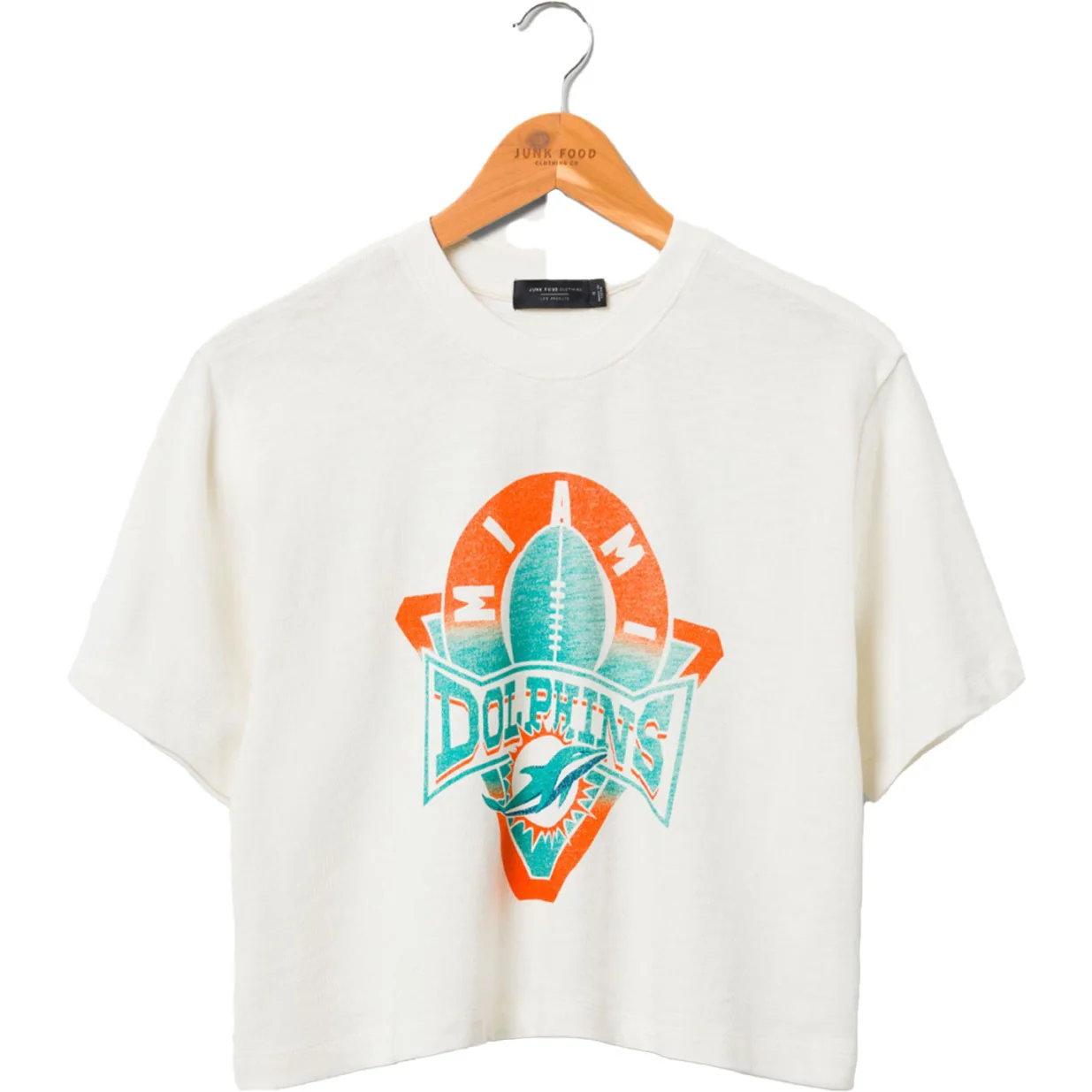 Junk Food - Womens Dolphins Short Sleeve Mock Neck Crop T-Shirt - Image 2