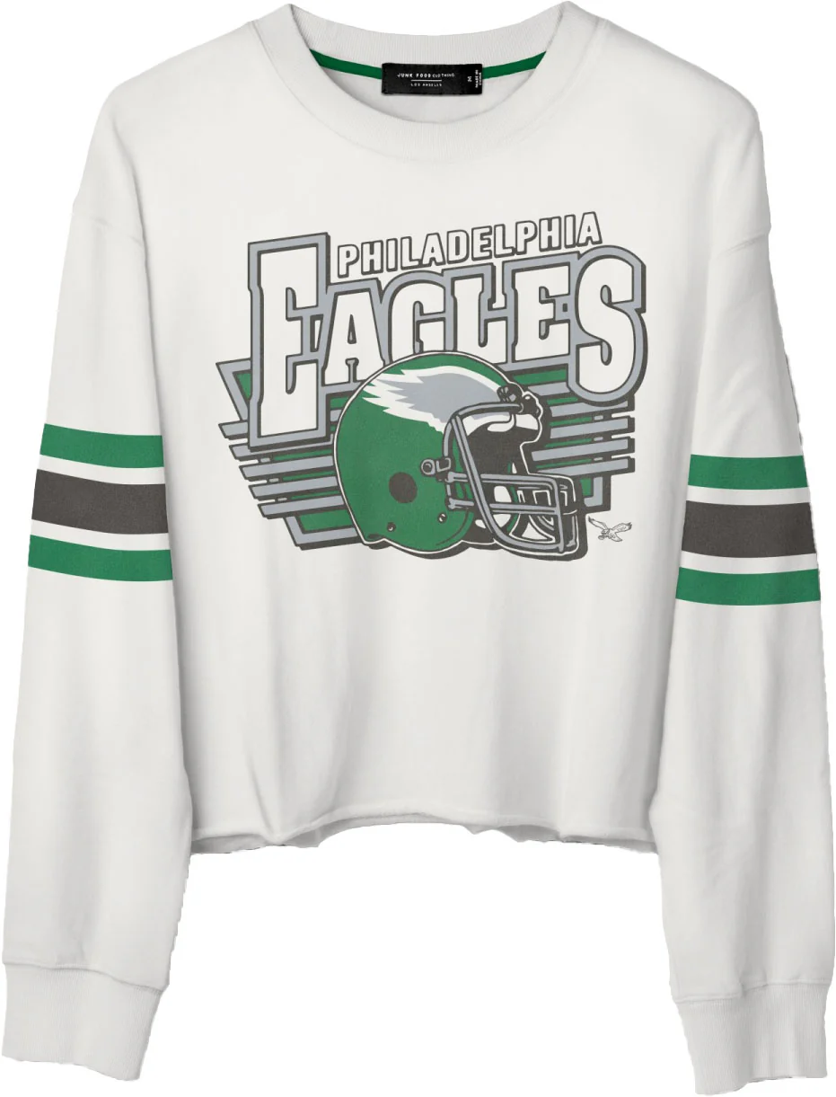 Junk Food - Womens Eagles Kickoff Crop Crew Top - Image 2
