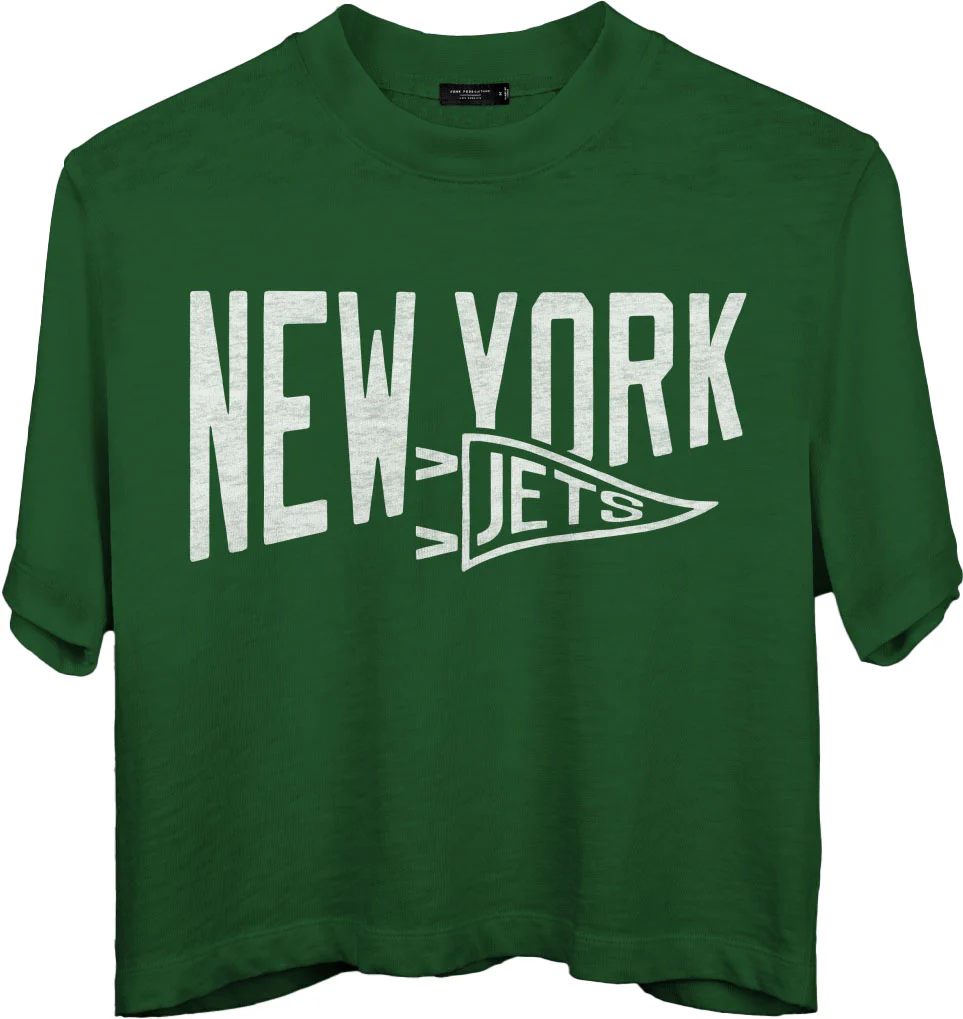 Junk Food - Womens Jets Dual Threat Mock Crop T-Shirt - Image 2